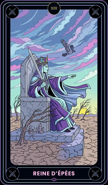 Carte La Reine d’Épées du tarot Geek & Witchy.